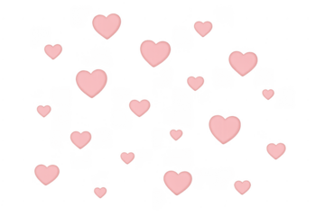 Pink hearts pattern falling on transparent background