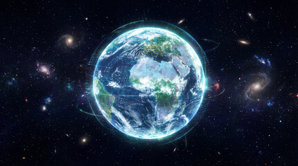 Obraz premium Holographic planet earth in space