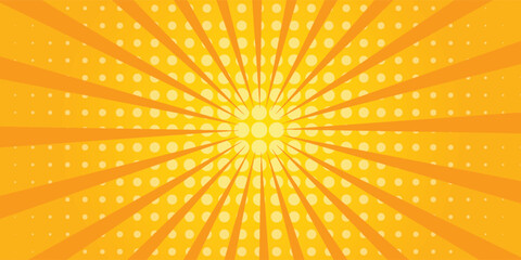Orange Sunburst Pattern Background. Rays. Radial. Summer Banner. Vector Illustration