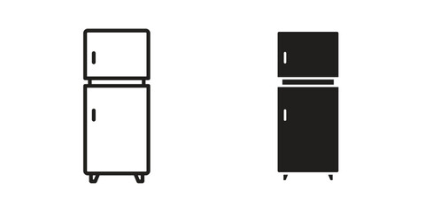 Fridge icons silhouette vector flat illustration design. Stroke line icons