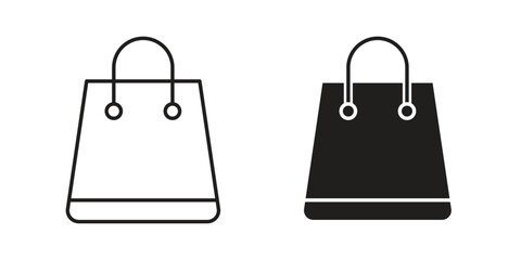 Gift bag icons silhouette vector flat illustration design. Stroke line icons