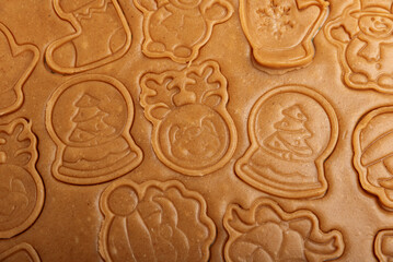 Christmas Holiday Cookie Dough with Festive Imprints Ready for Baking