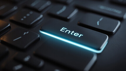 Bright enter key on a modern keyboard with soft glow effect