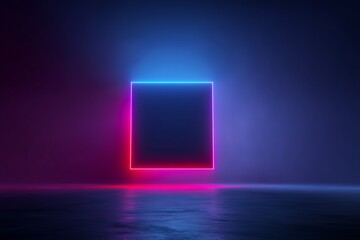 Neon square glowing in dark