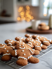 Fresh Gingerbread Cookies in Cozy Holiday Kitchen