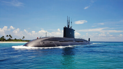 A military submarine during an operation.