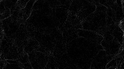 Abstract field of white particles on black background. Swirling motion evokes space, stars, or fluid dynamics. Ideal for science, tech, or cosmic-themed visuals. 3d render, high quality