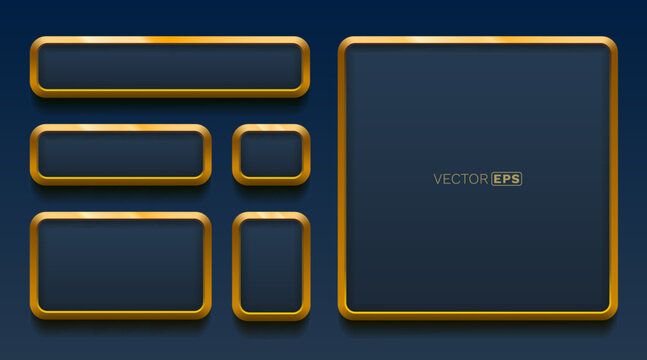 Elegant golden frames and buttons with a metallic effect.