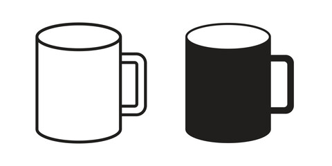 Mug icons silhouette vector flat illustration design. Stroke line icons