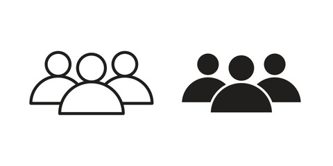 People group icons silhouette vector flat illustration design. Stroke line icons