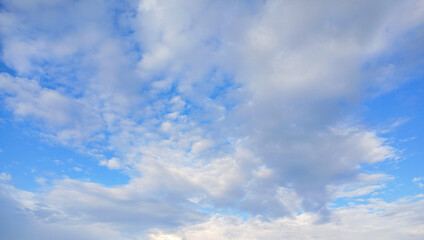 Blue sky with soft cloud and calm atmosphere for tranquil outdoor scenes