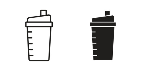 Protein shake icons silhouette vector flat illustration design. Stroke line icons