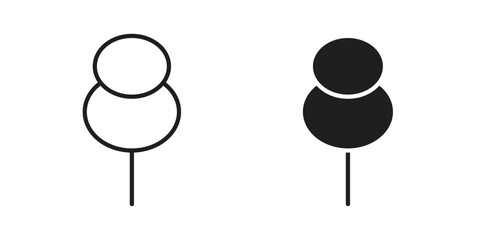 Push pin icons silhouette vector flat illustration design. Stroke line icons