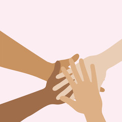 Four hands stacked vector illustration