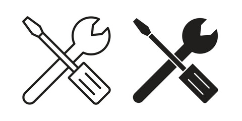 Repair icons silhouette vector flat illustration design. Stroke line icons