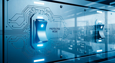 Protected Mode Switch and Electronic Circuitry for the concept of technology and data security.