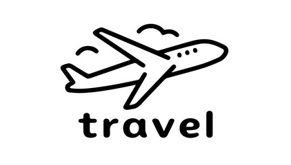 The black and white silhouette of an airplane in the sky — travel, adventure and long-distance routes. Use it for tour operators, blogs, and infographics. Vector graphics. EPS.