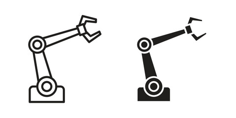 Robot arm icons silhouette vector flat illustration design. Stroke line icons