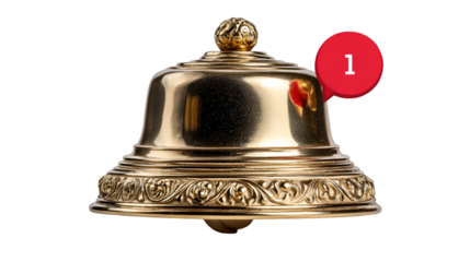 Vintage Gold Service Bell with One New Notification