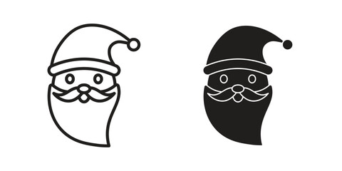 Santa Claus icons silhouette vector flat illustration design. Stroke line icons