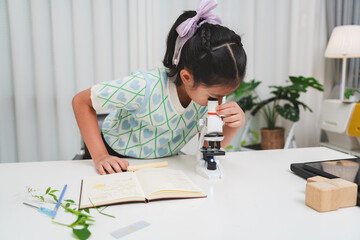 STEM focused student exploring microscope supporting future skills and digital learning growth