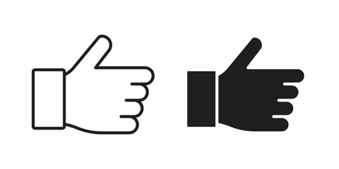 thumbs up icons silhouette vector flat illustration design. Stroke line icons