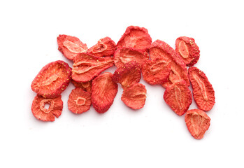 slices of strawberries on a white background