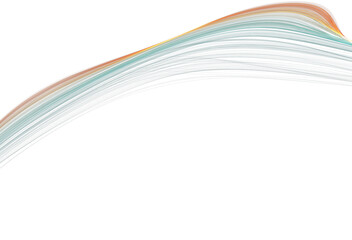 Dynamic flowing abstract lines forming a graceful curve, showcasing vibrant teal and orange colors on a clean white background.