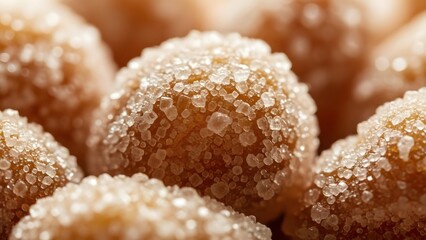 Macro detail of crystalized ginger texture. Focus on sugar facets and warmth.