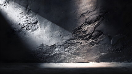 Textured plaster wall under dramatic monochrome lighting, minimalist architecture focus