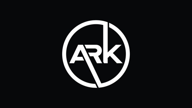 Modern ARK Letter Logo | Geometric Circular Monogram | Minimal Abstract Brand Identity