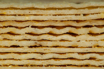 Layers of dough stacked in a neat arrangement for baking