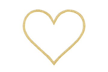 Glittering gold heart outline with transparent background