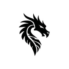 Obraz premium Black dragon head silhouette on white background for graphic design