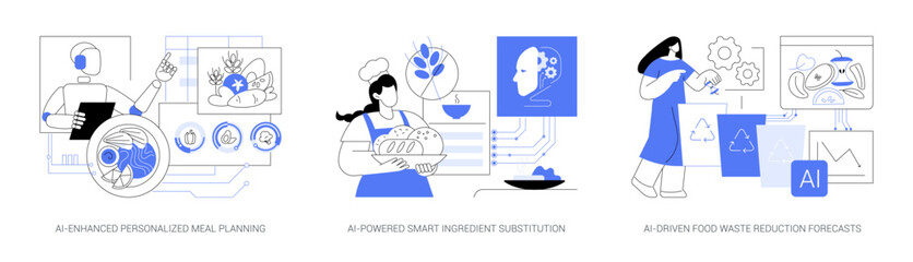 AI in Smart Food Innovation abstract concept vector illustrations.