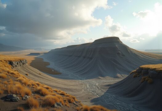 Eroded Drumlin Formation with Distinctive Elongated Hill Shape and Glacial Impact Showcase