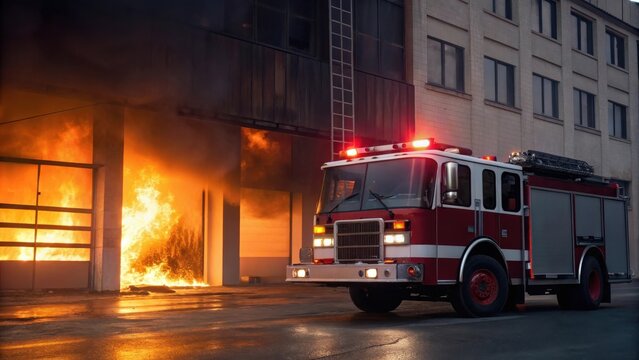 Firetruck with sirens mockup emergency mockup lights mockup rescue mockup vehicle mockup response mockup city mockup service mockup red mockup background image