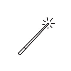 Naklejka premium Simple line art magic wand icon with sparkling effect perfect for fantasy themes web design or mobile applications