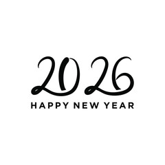 2026 happy new year logo design vector. word mark text 2026 new year logo design graphics template	