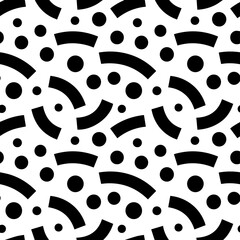 Seamless Black And White Geometric Circle And Arc Pattern Vector Design
