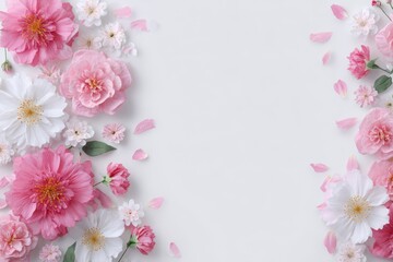 Fototapeta premium Stunning White Floral Scene. A Beautiful Background of Colorful Flowers for Wedding Decor and Nature Inspiration