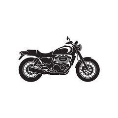 Fototapeta premium Black silhouette retro cafe racer motorcycle sport bike illustration isolated on white backdrop for motor club promotion and automotive design