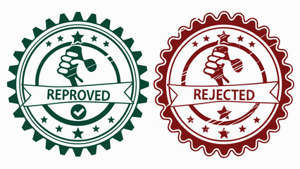 Obraz premium Vector illustration reproved and rejected stamps or seals comparison
