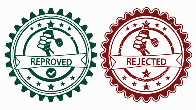 Vector illustration reproved and rejected stamps or seals comparison
