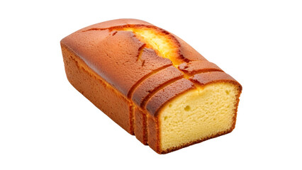 Golden Pound Cake Loaf Product Shot Isolated on White Background