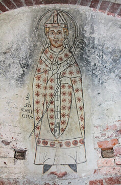 San Gaudenzio Vescovo; Santo Vescovo; antico affresco nella cripta del Duomo di Ivrea