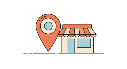Shop location marker icon, business retail store location concept.
