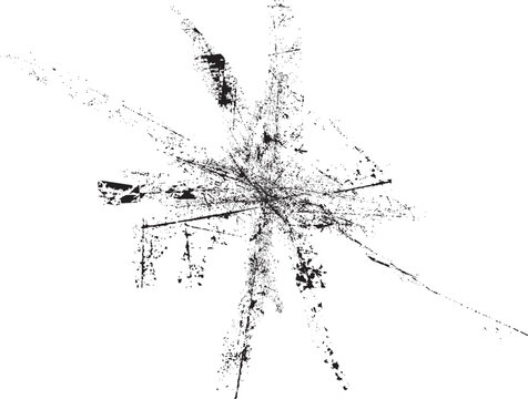 Broken glass scratches element. Shattered glass effect for template presentation, banner . Distressed fissures shapes . Impact and smashed texture . Vector explosion with scratches .

