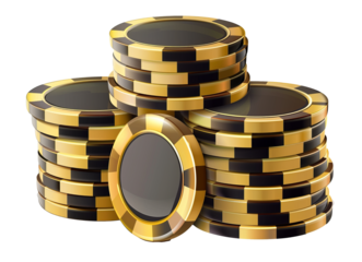 Casino chips on clear bg
