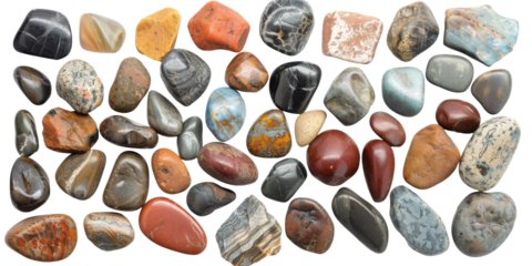 Colorful stones on white background